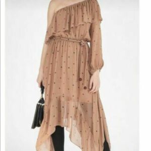 Anthropologie Farm Rio one shoulder beige dress XS